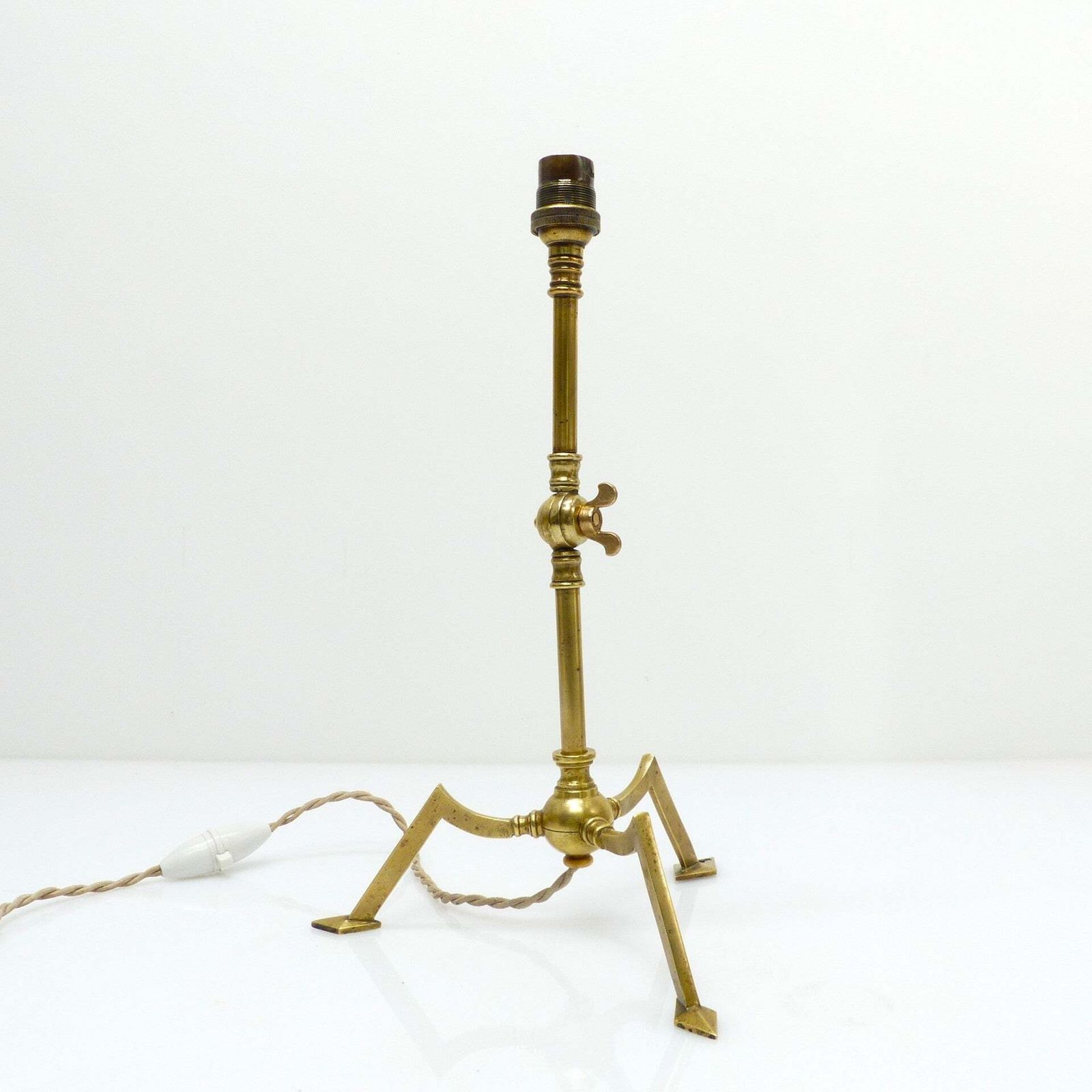Articulated Tripod Lamp Base In Brass, Arts & Crafts Style, In The Style Of Was Benson, Circa 1900 1930 photo furniture