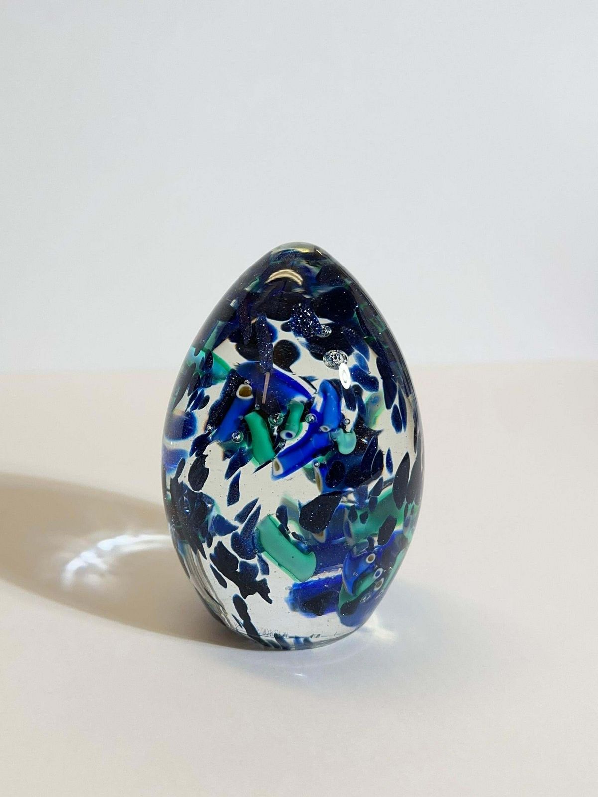 Murano Glass Egg Form Paperweight With Aventurine Inclusions, Italy, 1990s photo for sale
