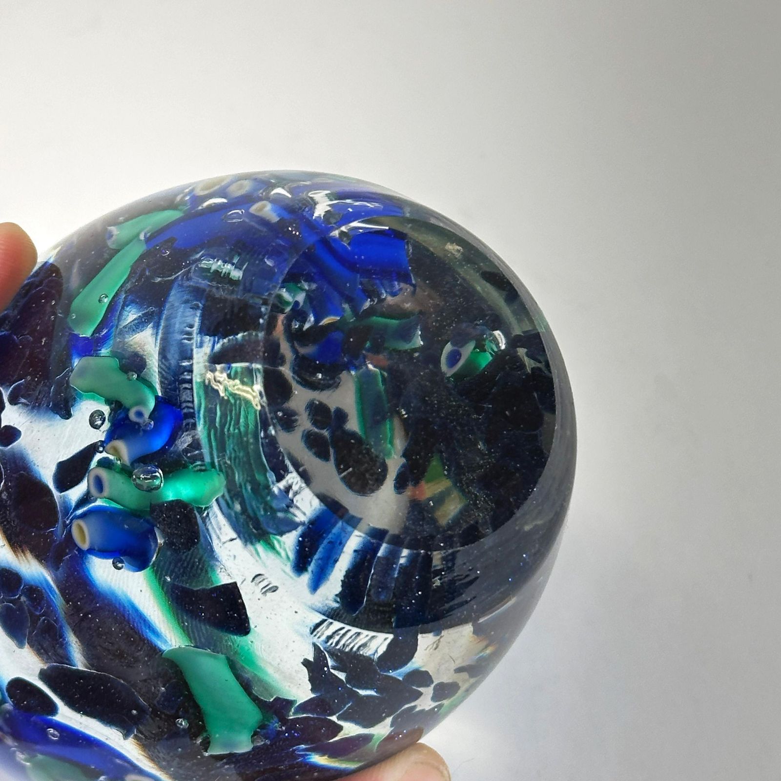 Murano Glass Egg Form Paperweight With Aventurine Inclusions, Italy, 1990s photo vintage