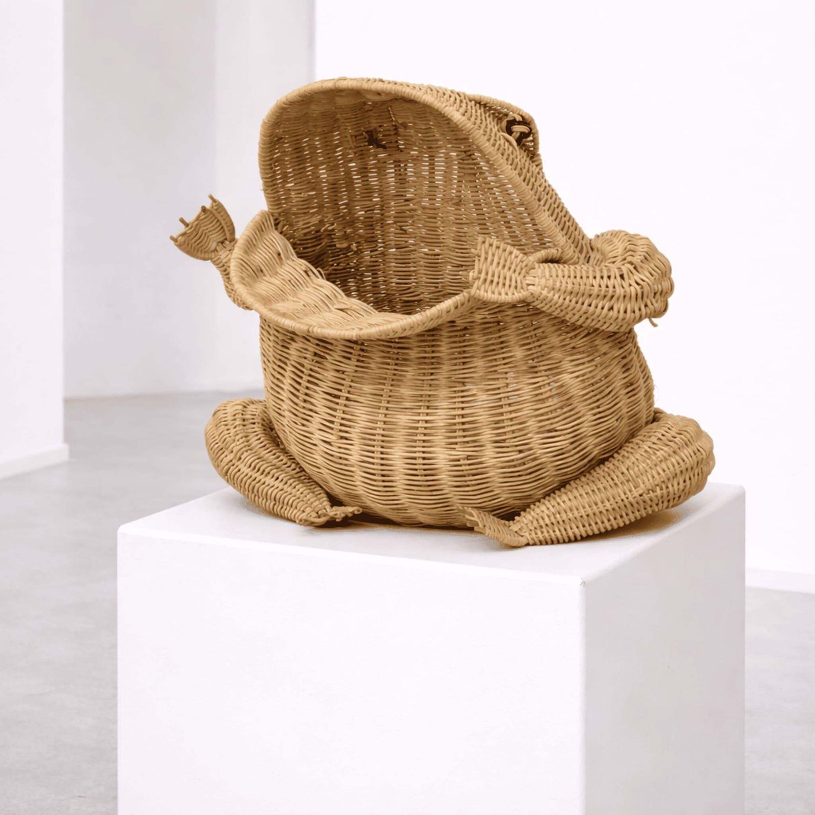 Italian Woven Rattan Frog Magazine Racks Basket Attributed To Mario Lopez Torres photo vinterior