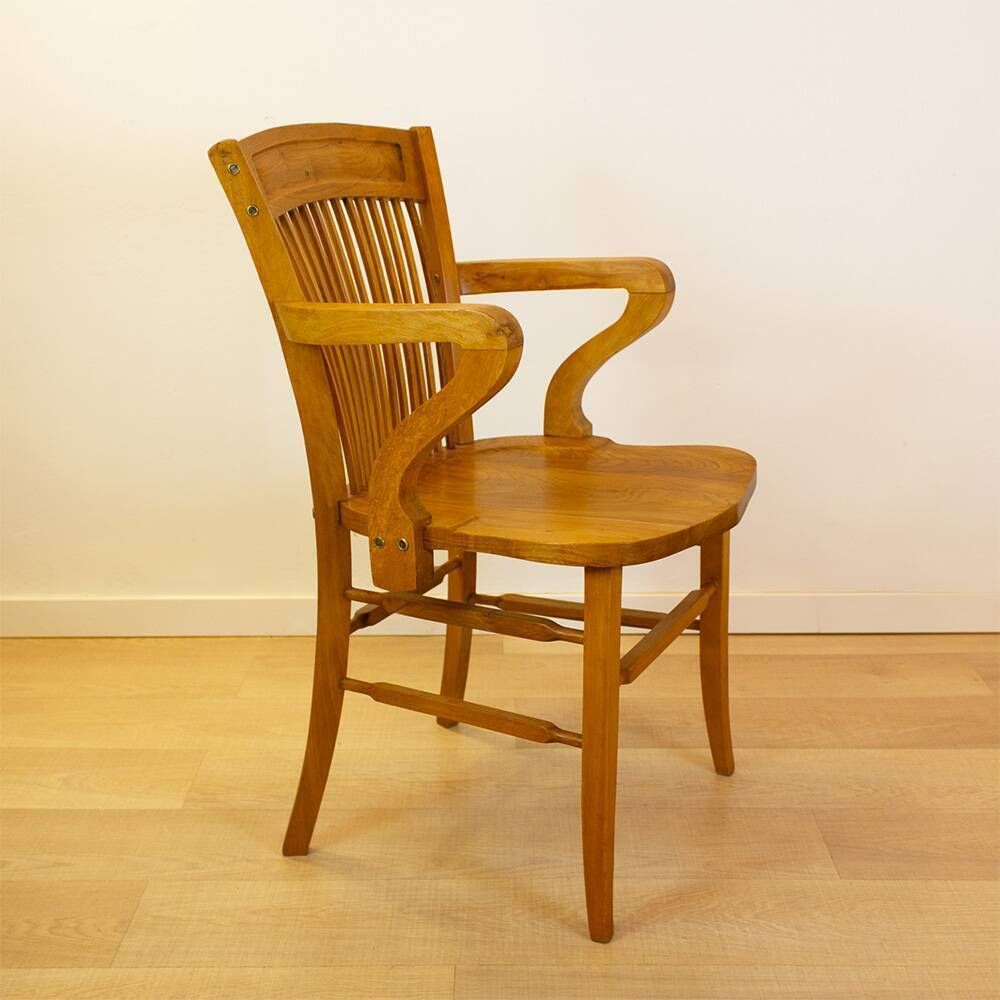 Vintage Oak Office Chair From The Spanish 1940s. photo vinterior