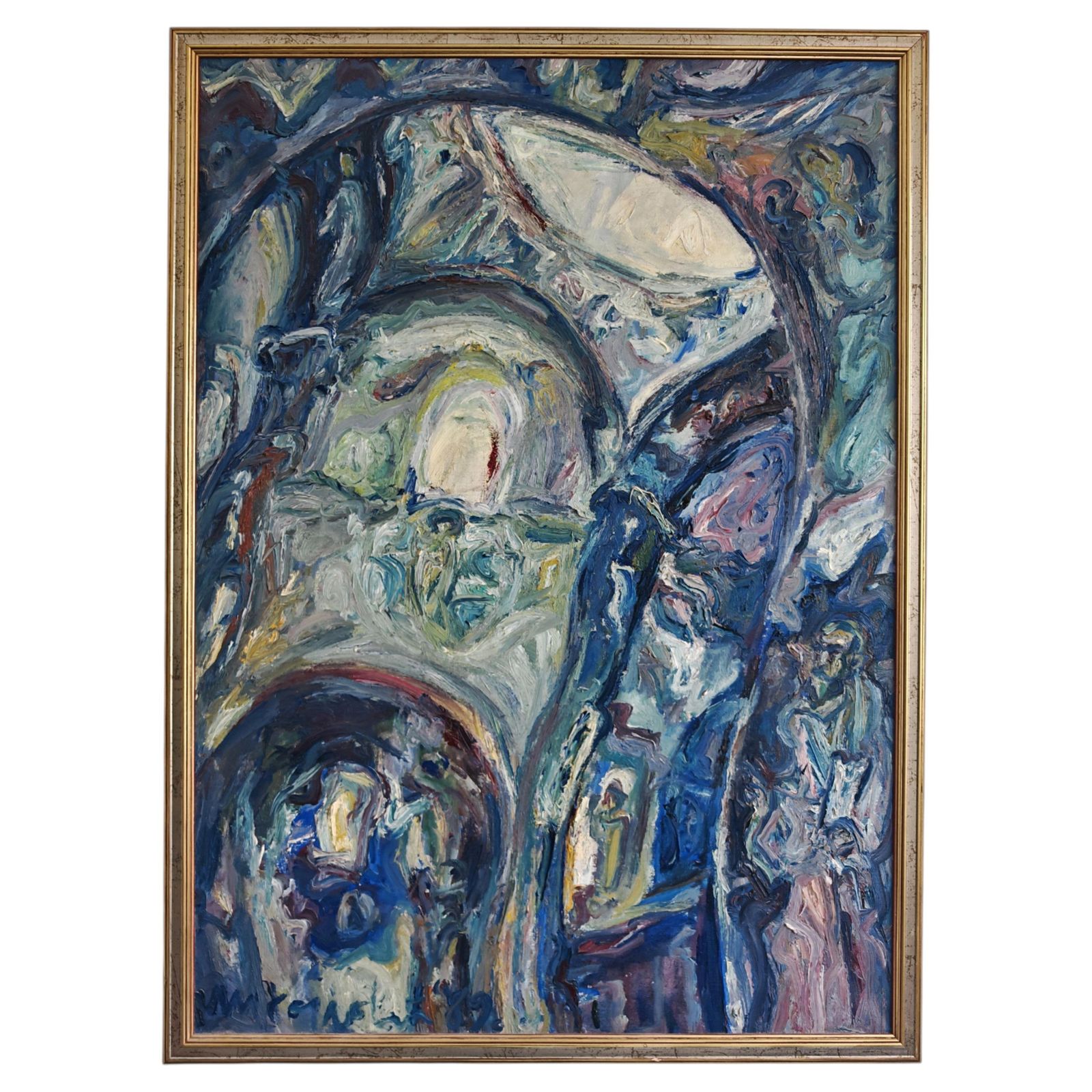Abstract Oil On Canvas By A Yugoslav Artist Veljko Mihajlovic, Serbia 1989