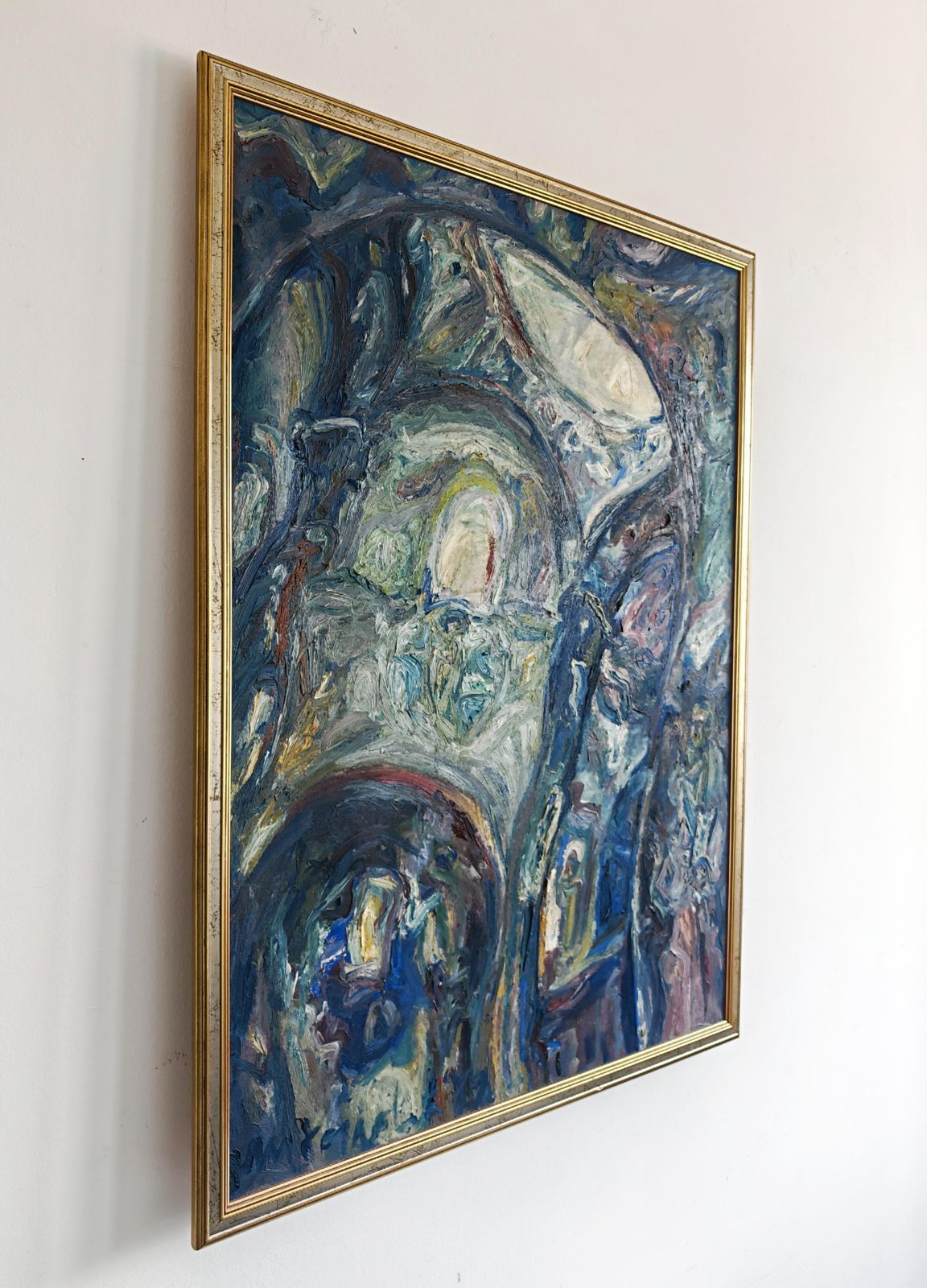Abstract Oil On Canvas By A Yugoslav Artist Veljko Mihajlovic, Serbia 1989 photo 1738.0
