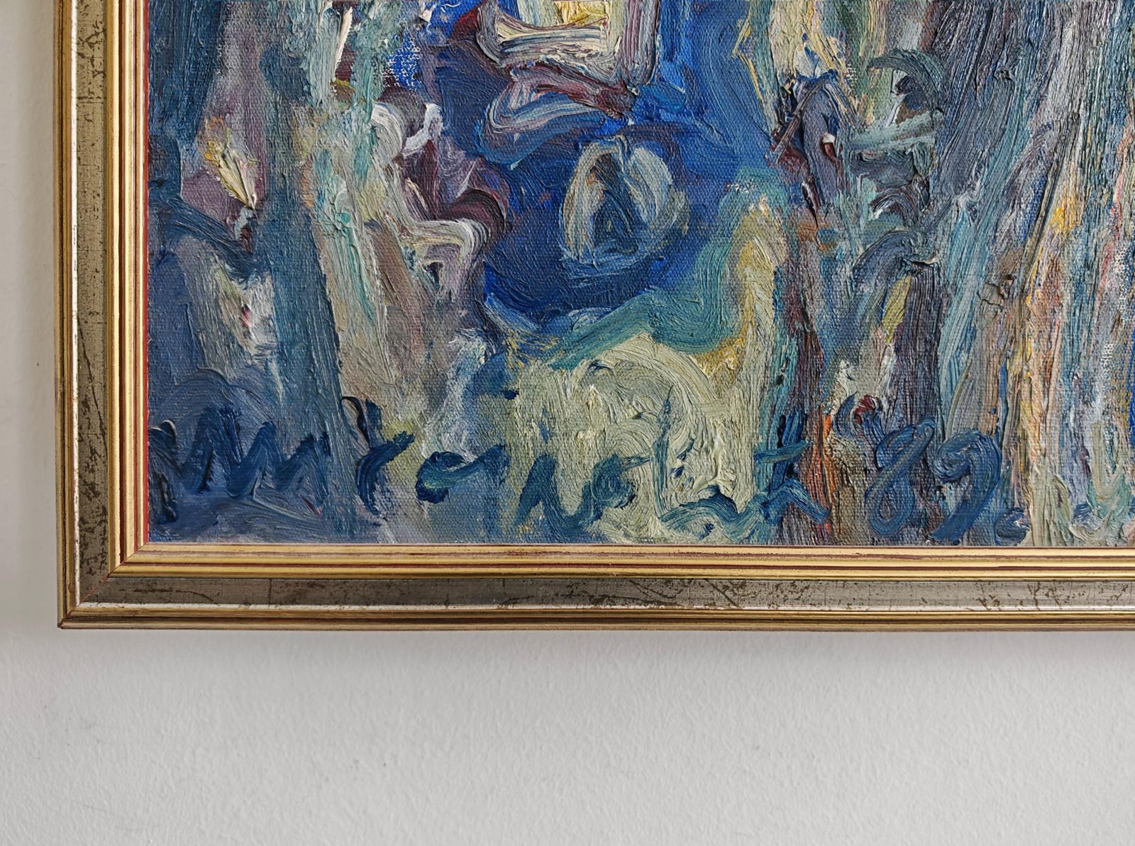 Art Abstract Oil On Canvas By A Yugoslav Artist Veljko Mihajlovic, Serbia 1989 photo