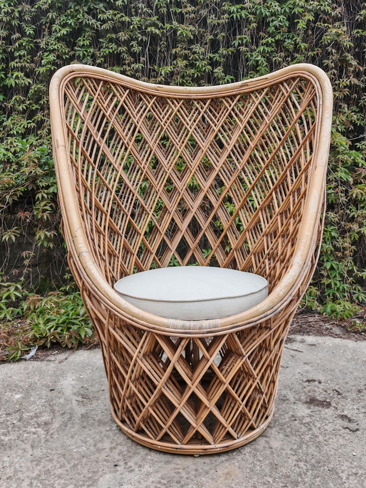 Pair Of Mid‑Century Bamboo And Rattan High‑Back Sculptural Lounge Chairs, Italy photo furniture