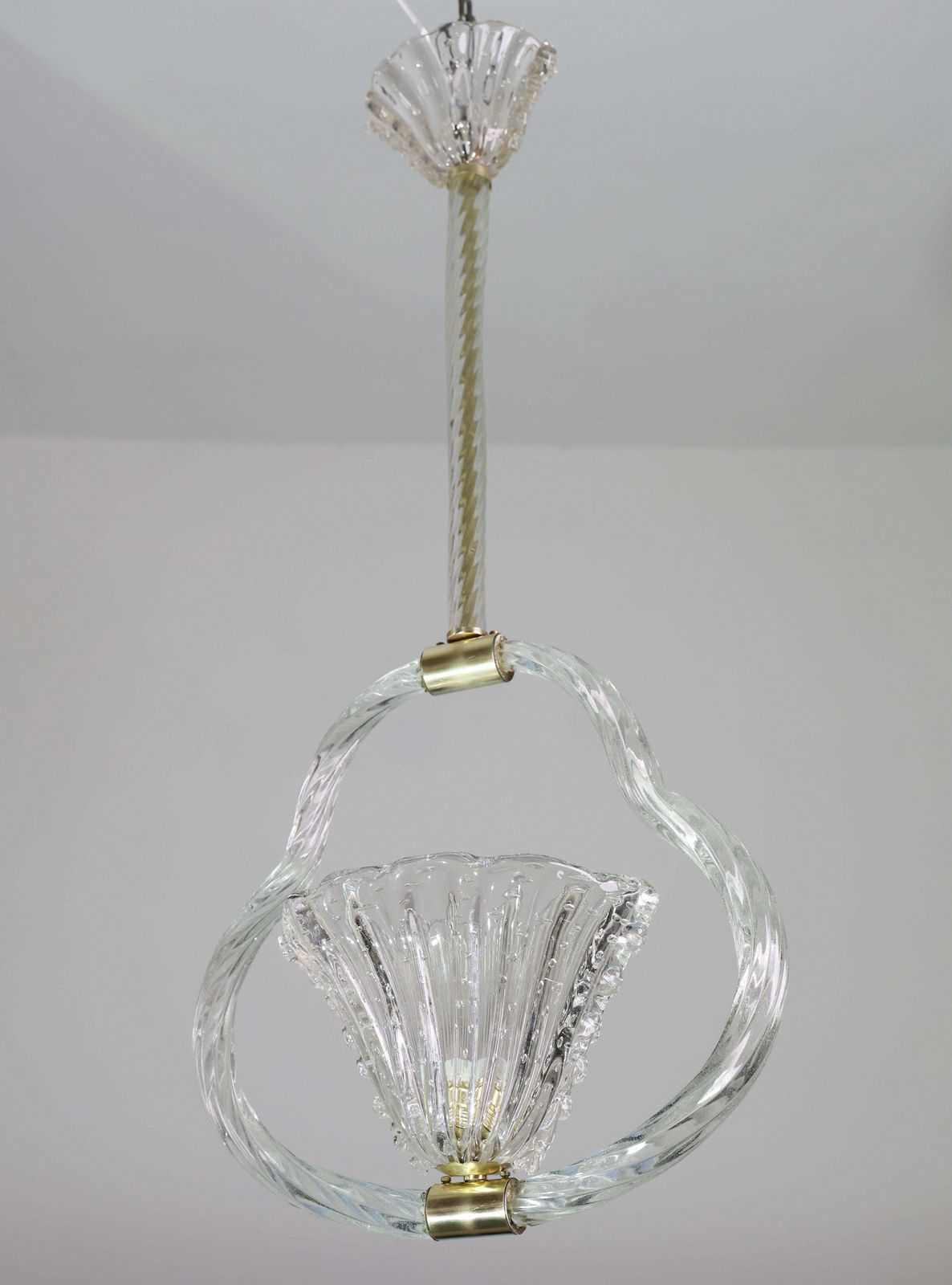Charming Ercole Barovier Art Deco Chandelier, "Bullicante" Glass Murano, 1940s photo 2039.0