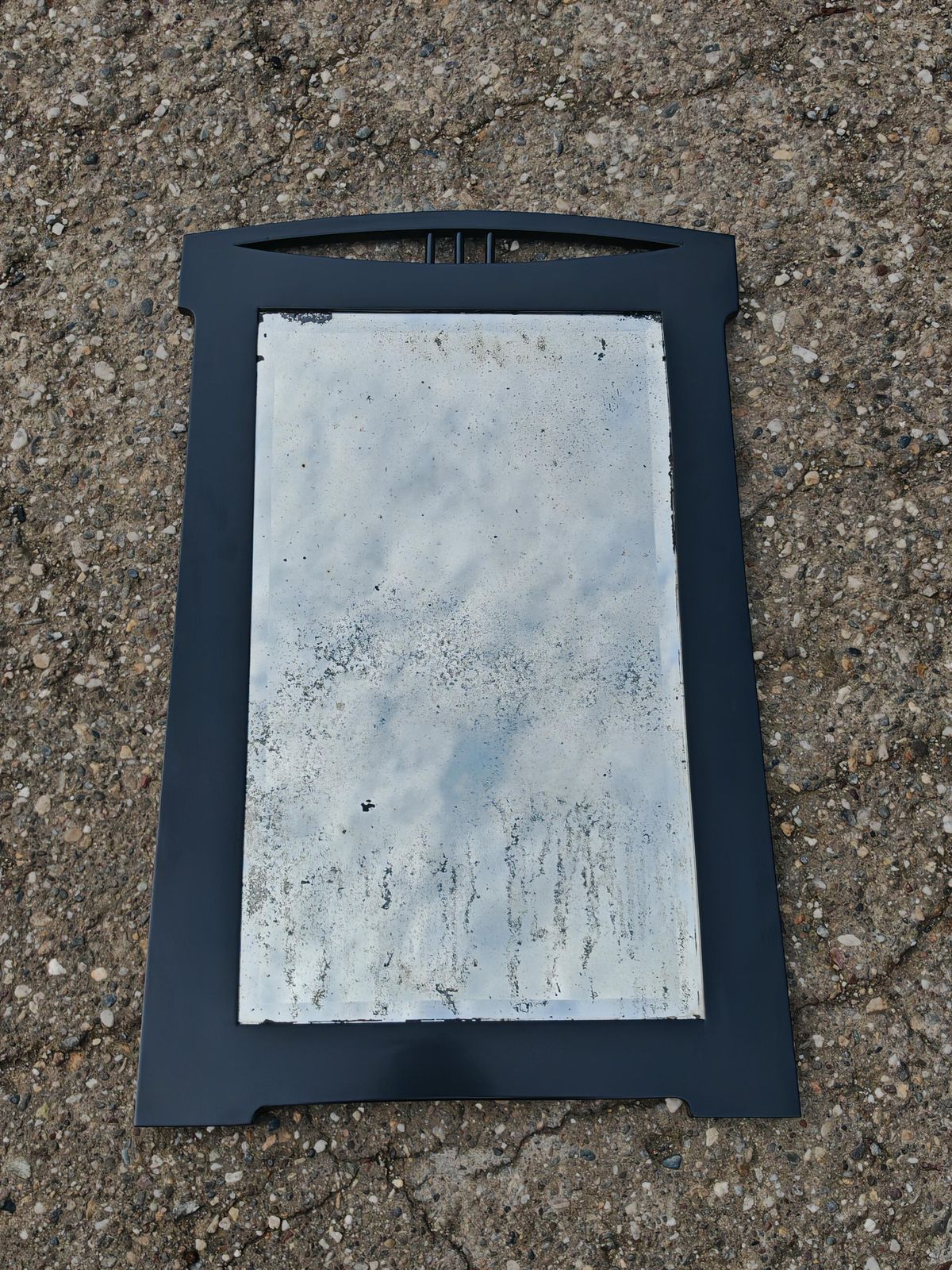 Antique Vienna Secession Mirror In Black Lacquered Wood And Faceted Glass photo for sale