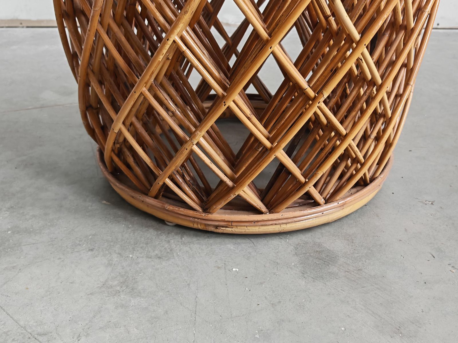 Furniture Mid Century Coffee Table In Bamboo With A Glass Top, Italy 1970s photo