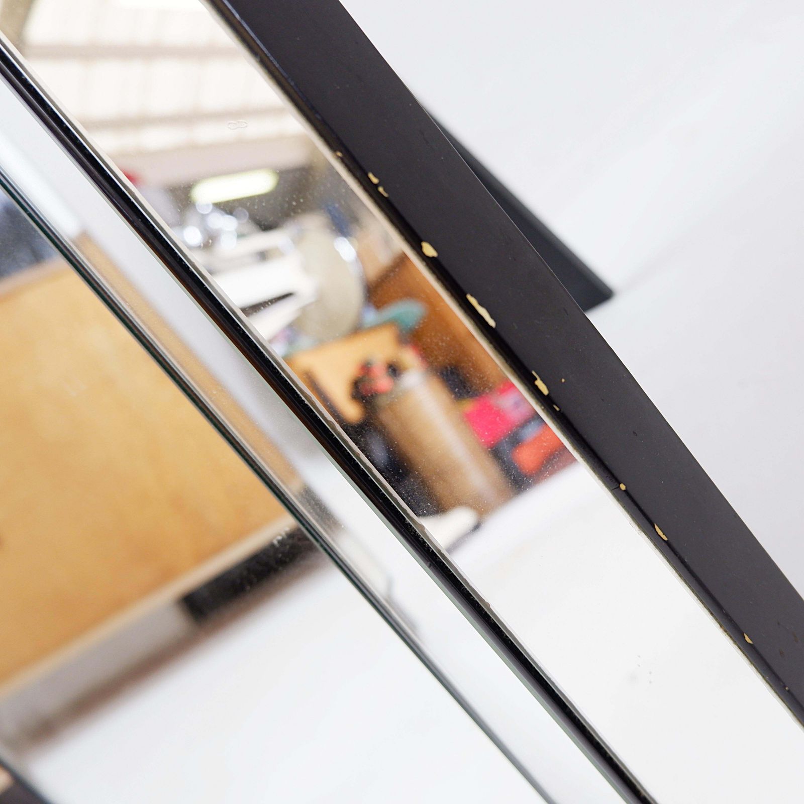 photo furniture Art Deco Pyramid Floor Mirror, Wood & Synthetic, Belgium, 20th Century