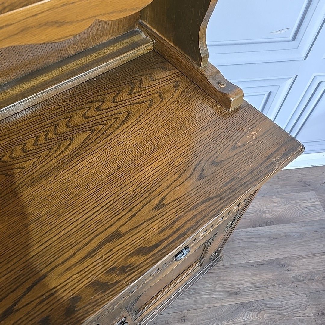 Antique Welsh Dresser Vintage Old Charm Wood Bros Oak Cupboard Drinks Cabinet photo vintage