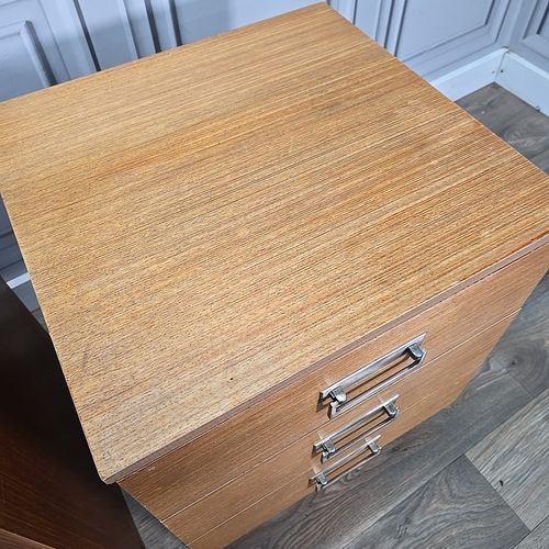 170.0 Pair Filing Drawers Bedside Cabinets Mid Century Teak Tables Retro Storage photo