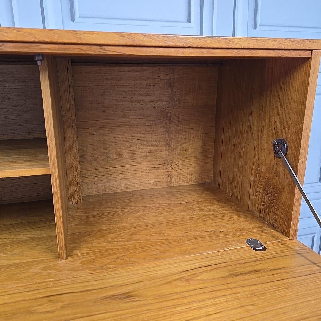 photo furniture Vintage Wall Bureau Beaver & Tapley 33 Teak Cabinet Mid Century Drop Front Desk