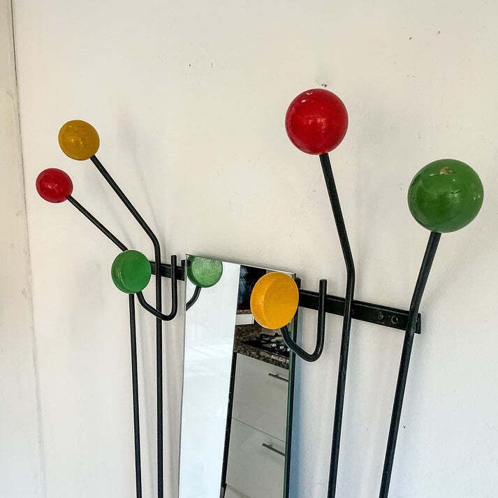 Atomic 50s Space Age Coat Umbrella Hall Stand Mirror Roger Feraud French photo vinterior