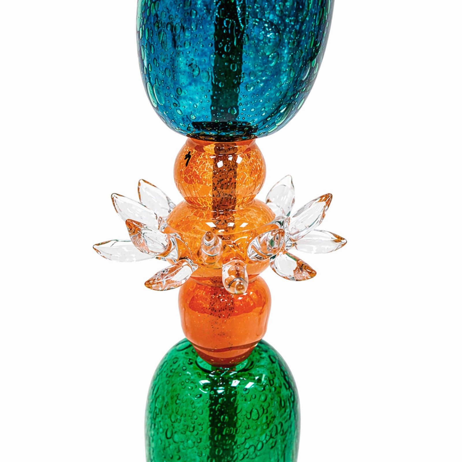 Contemporary Art Nouveau Style Multicolored Crystal Floral Pair Of Floor Lamps photo Lighting