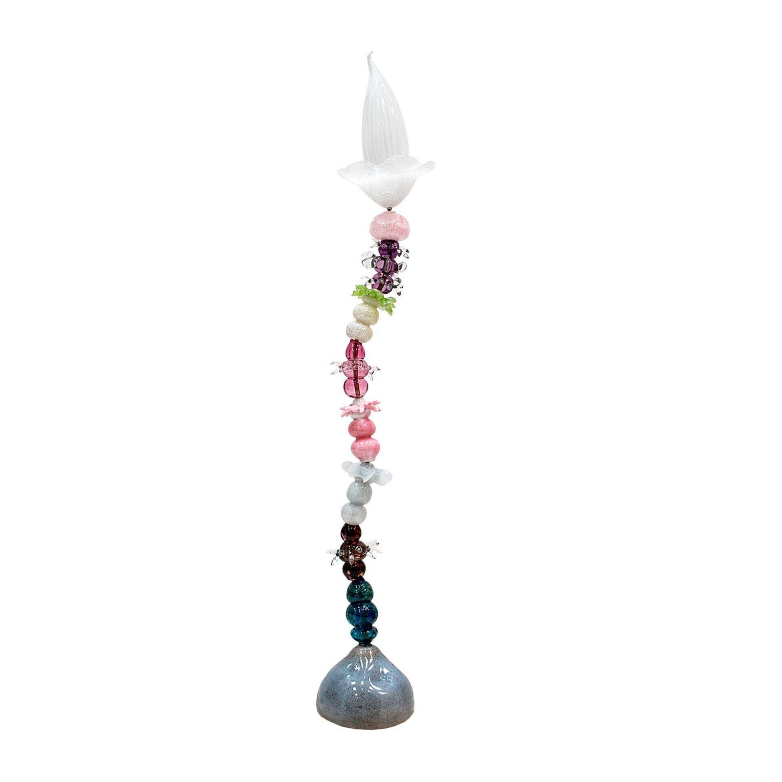 Contemporary Art Nouveau Style Multicolored Crystal Floral Pair Of Floor Lamps photo buy