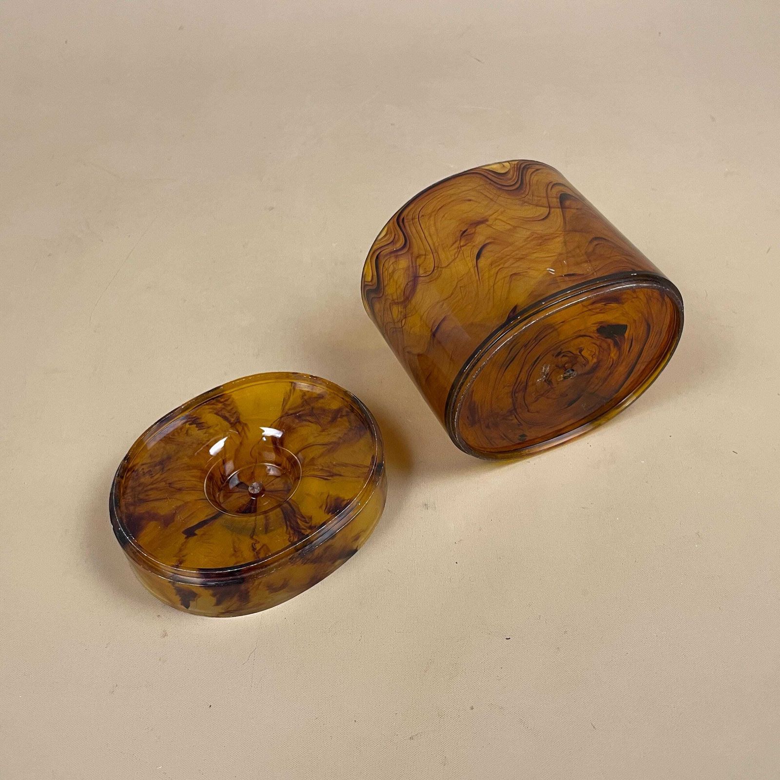 photo for sale Vintage Tortoiseshell Plastic Lidded Oval Pot Vanity Box Dressing Table Jar Mid Century Retro Trinket Storage Decorative Container With Lid