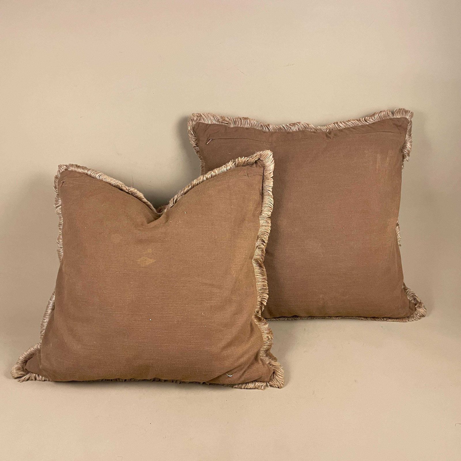photo furniture Indian Style Jute Cotton Cushion Pair Floral Frill Feather Filled Pillow Scatter Sofa Accent Red Orange