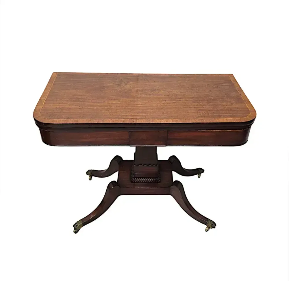 A Stunning Early 19th Century Regency Cross Banded Turn Over Leaf Card Table