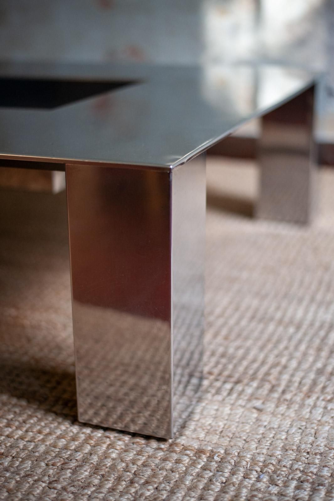 Steel Coffee Table "Tebe" Model   Giovanni Offredi For Saporiti   1970s photo Furniture
