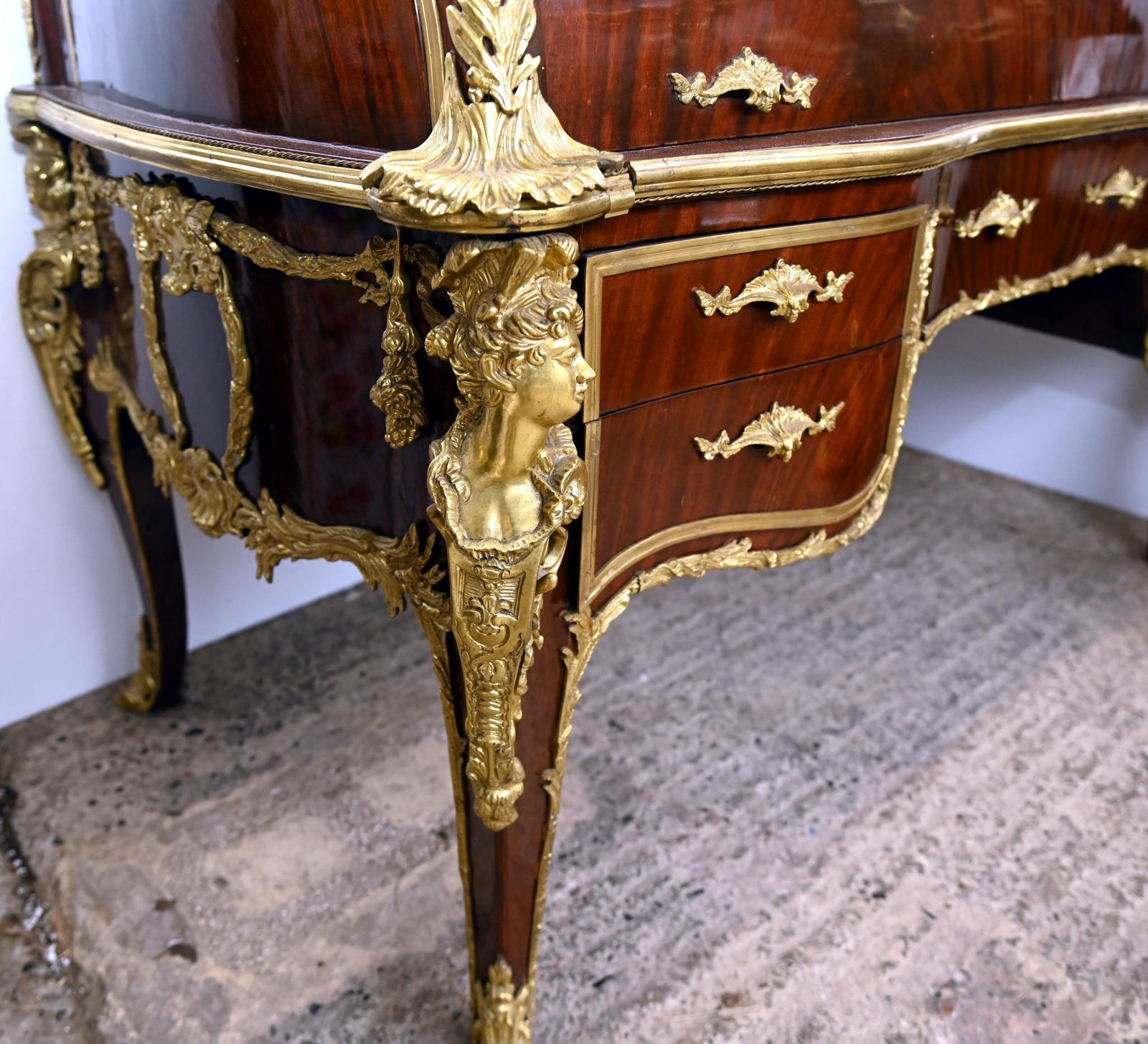 French Desk Bureau A Cylinder Roll Top Roi Louis XV photo buy