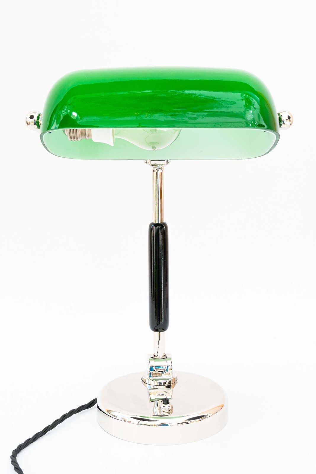 photo vinterior Bauhaus Swiveling Nickel   Plated Banker Table Lamp Germany Around 1920s