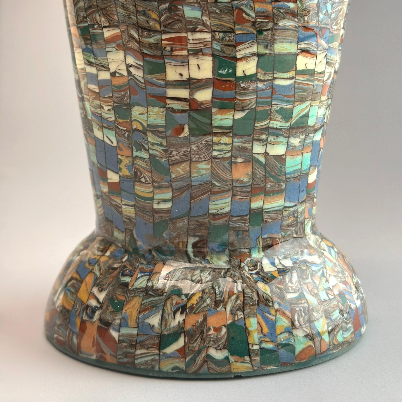 Jean Gerbino Art Deco Neriage Mosaic Trumpet Vase, Vallauris, 1930s photo 580.0