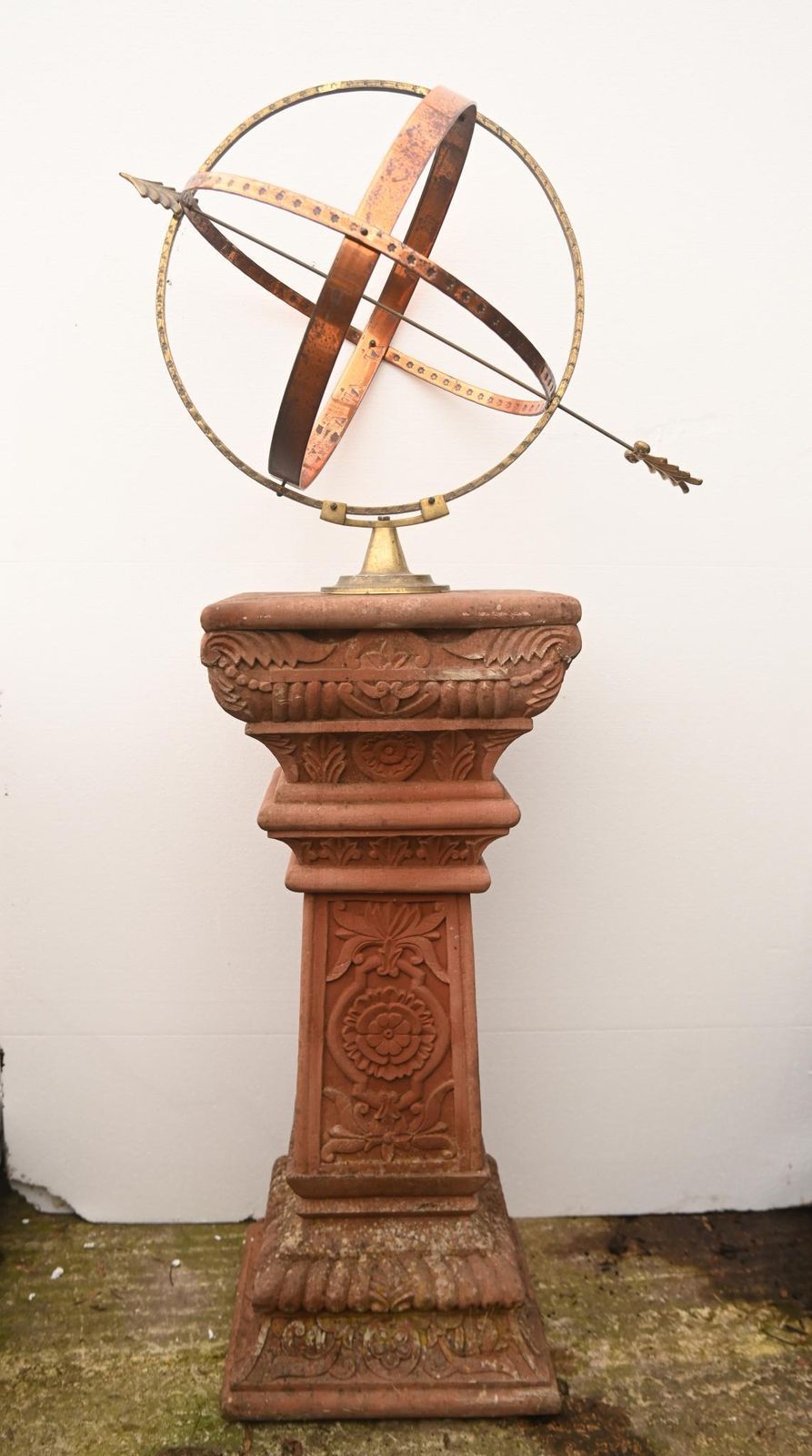 Garden Armillary Sphere Terracotta Stand Sun Dial photo Garden Decor