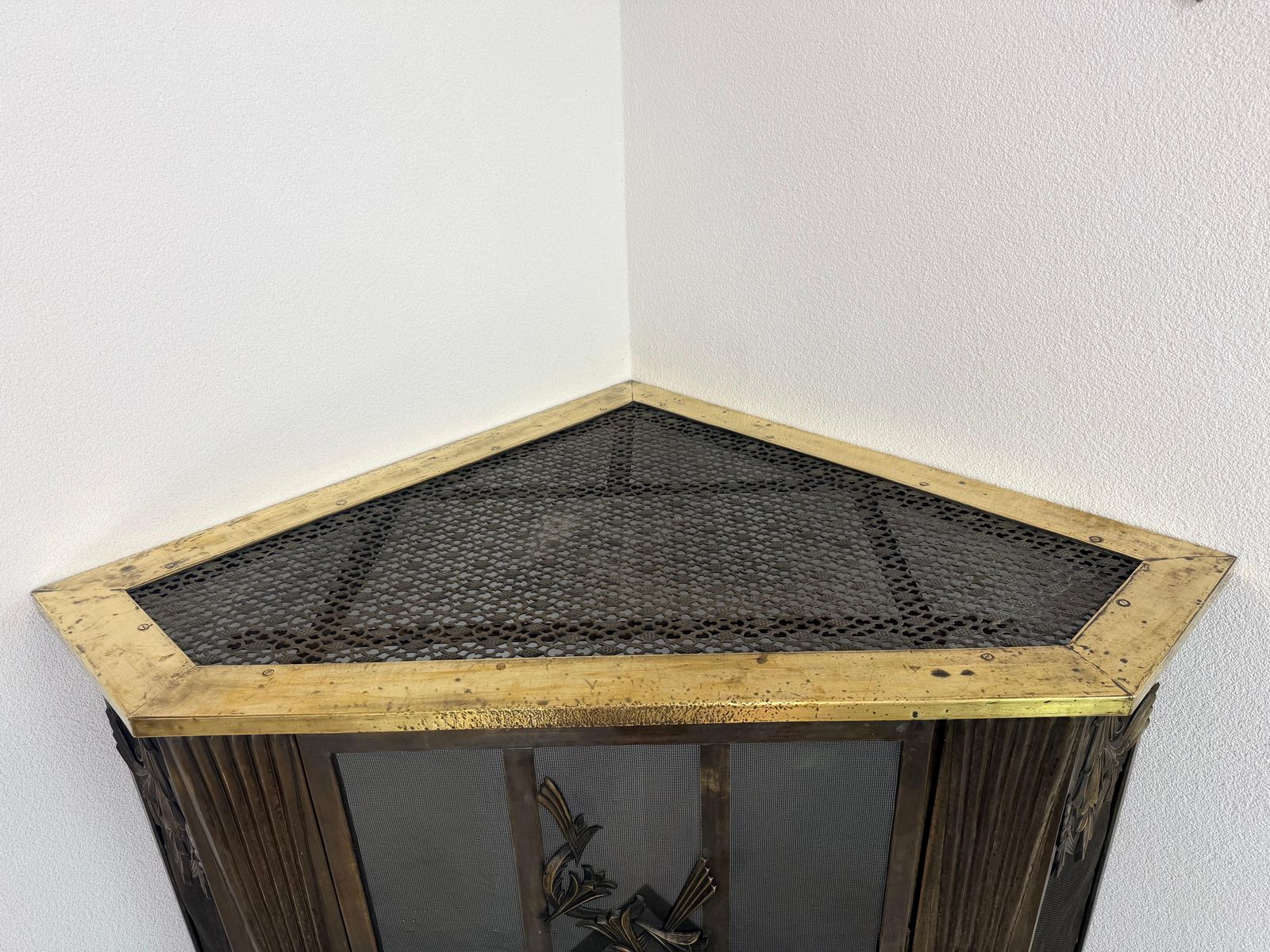 Brass Corner Fireplace Screen Attr. To Dagobert Peche photo for sale