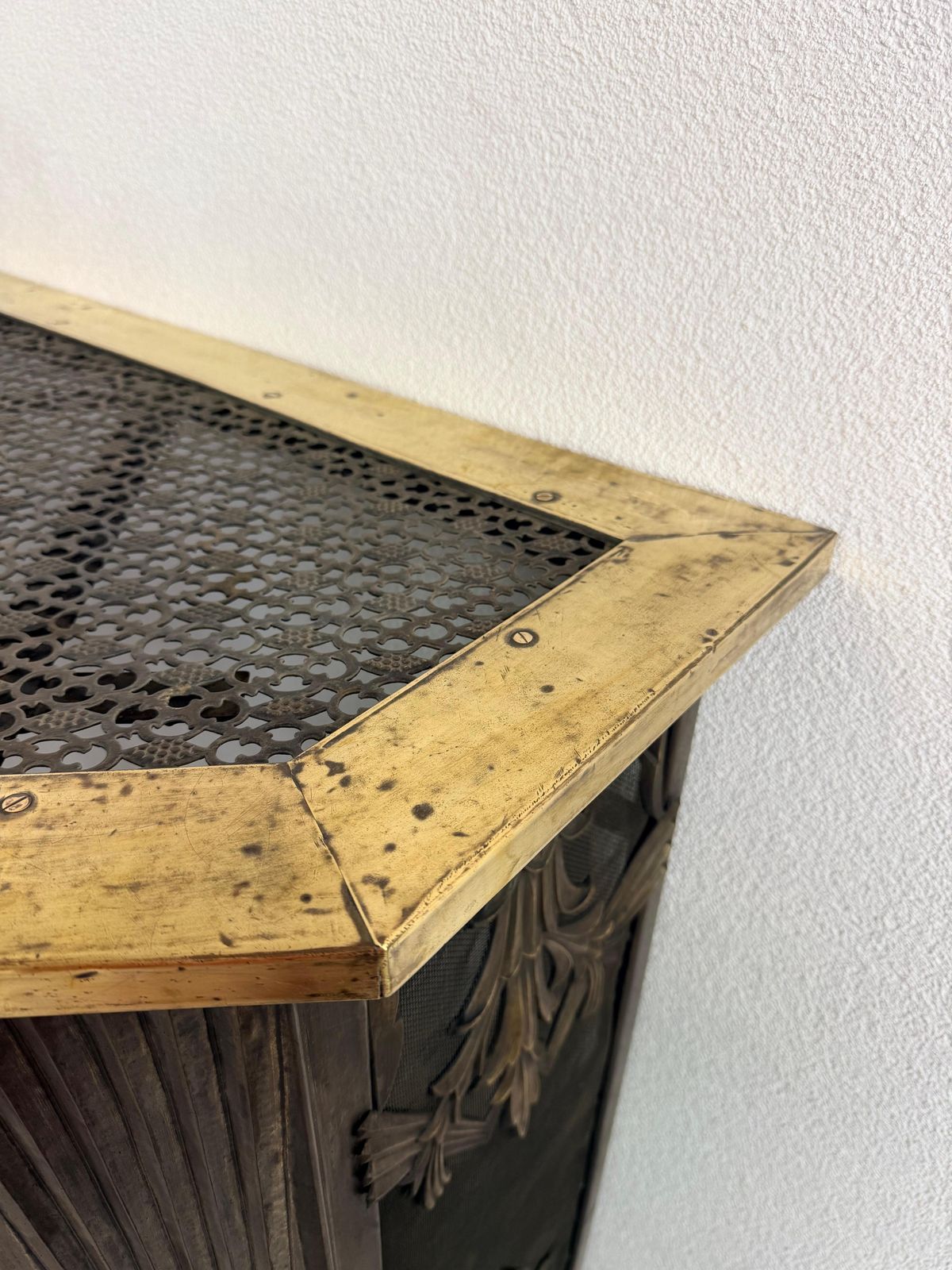 Brass Corner Fireplace Screen Attr. To Dagobert Peche photo Home Fixtures