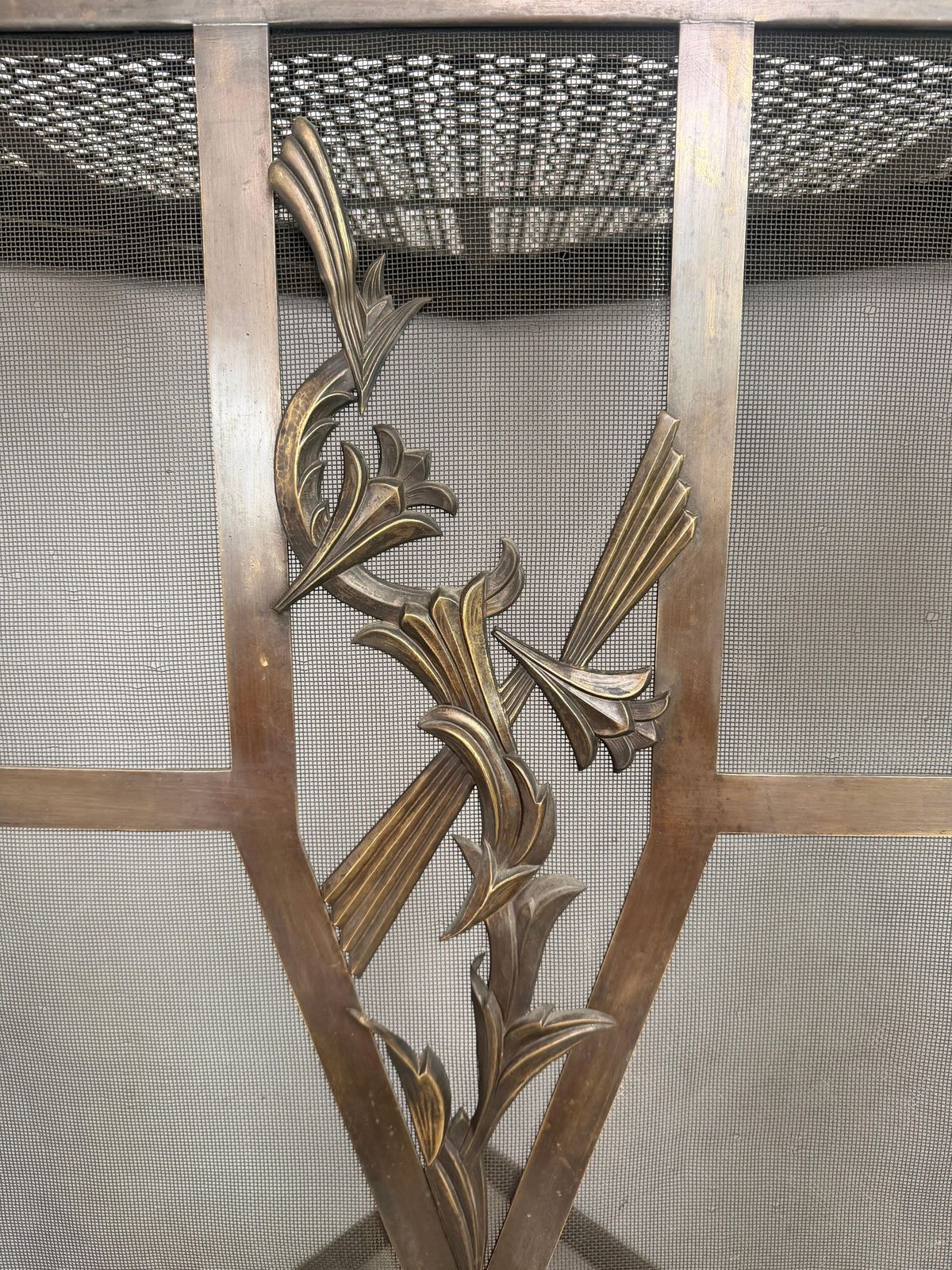 Brass Corner Fireplace Screen Attr. To Dagobert Peche photo vinterior