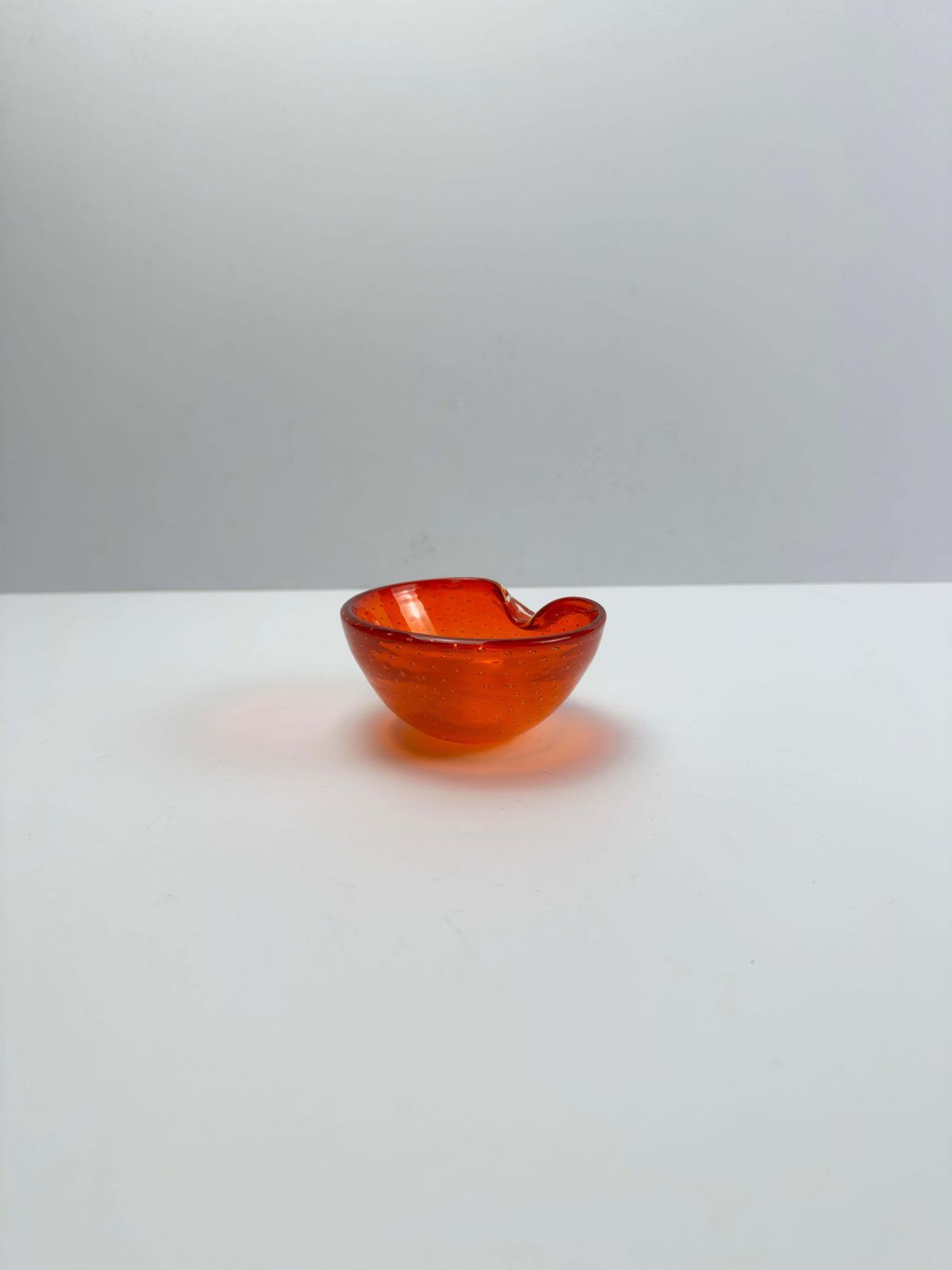 photo furniture Murano Bullicante Glass Bowl Attributed To Gino Cenedese, Orange, Italy, 1960s