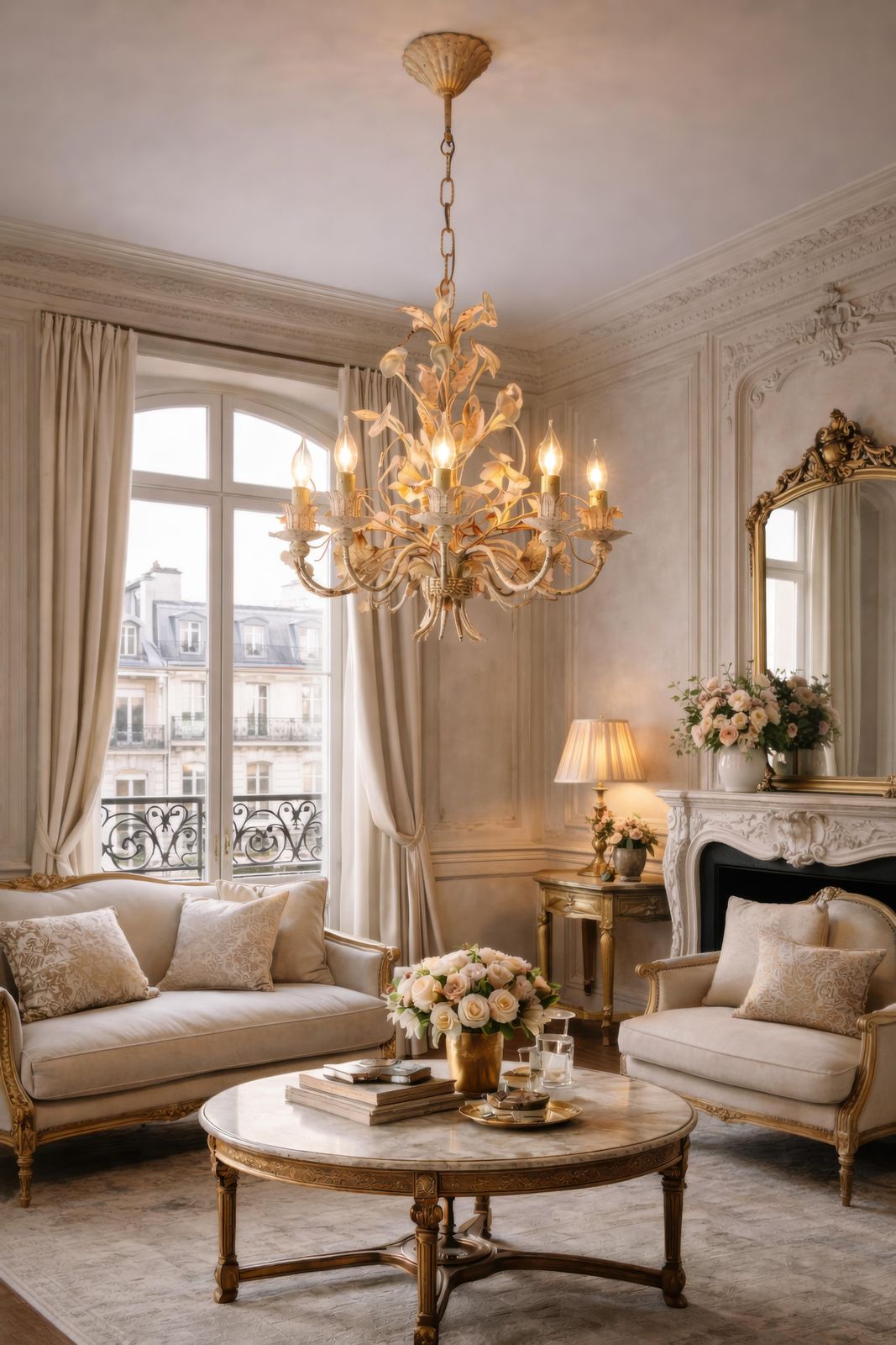 Italian Florentine Chandelier With Gold Flecked Glass, 1970s photo buy