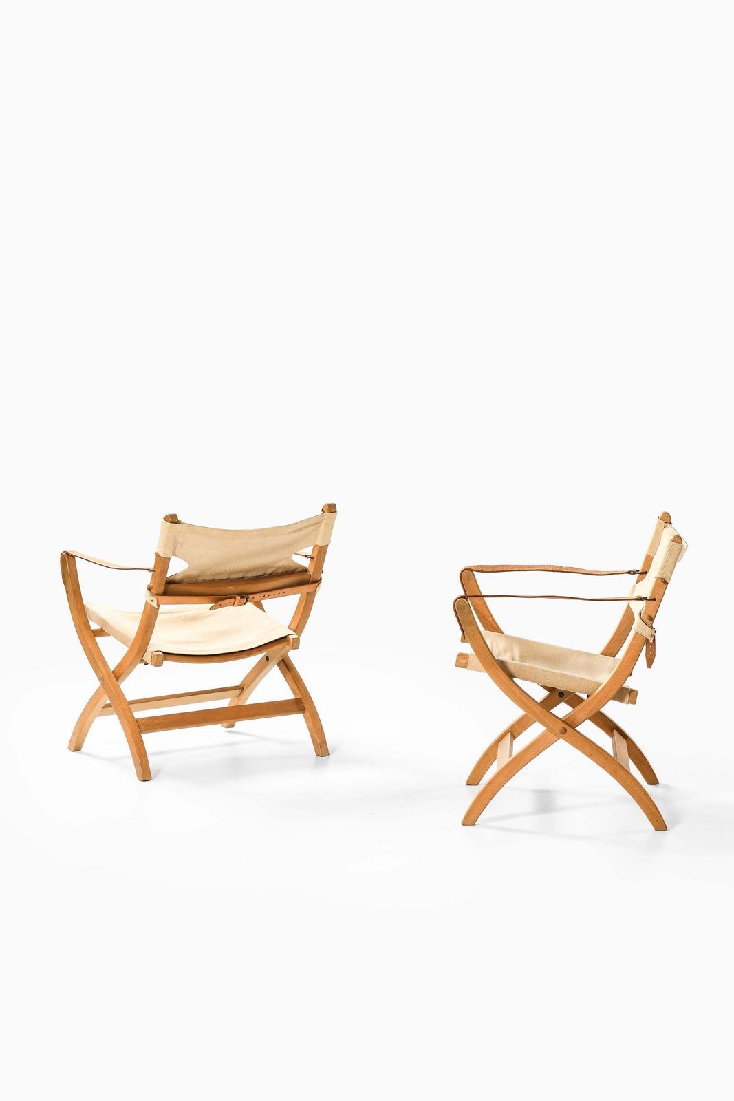 Pair Of Safari Easy Chairs In Beech And Leather By Poul Hundevad, 1950s photo Furniture