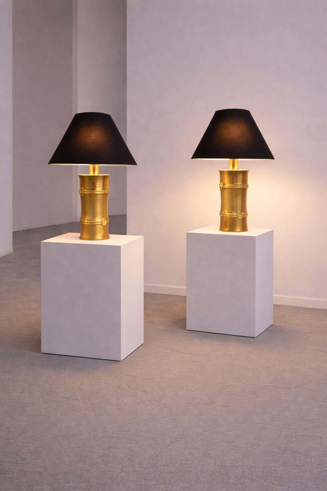 Pair Of Brass Faux Bamboo Table Lamps By Maison Jansen, 1970s photo furniture