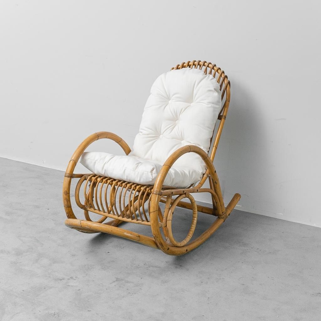 Van Sliedregt Noordwolde 1970s Rocking Chair – Vintage Dutch Rattan Design