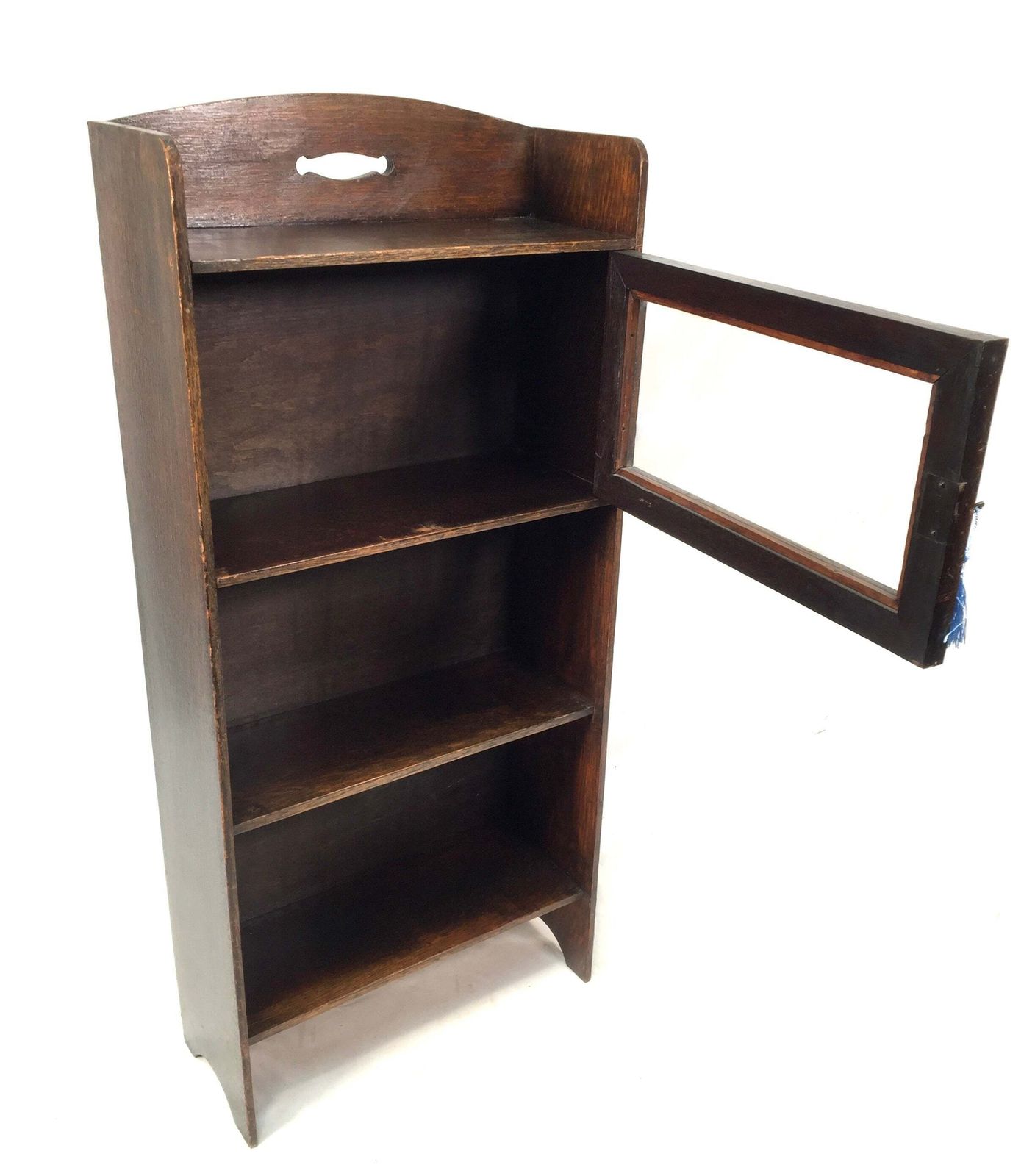 Antique Wooden Oak & Glazed Bookcase / Book Shelf Display Freestanding C.1930 photo Furniture