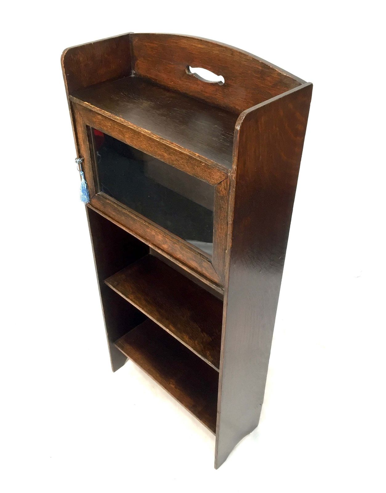 Antique Wooden Oak & Glazed Bookcase / Book Shelf Display Freestanding C.1930 photo buy