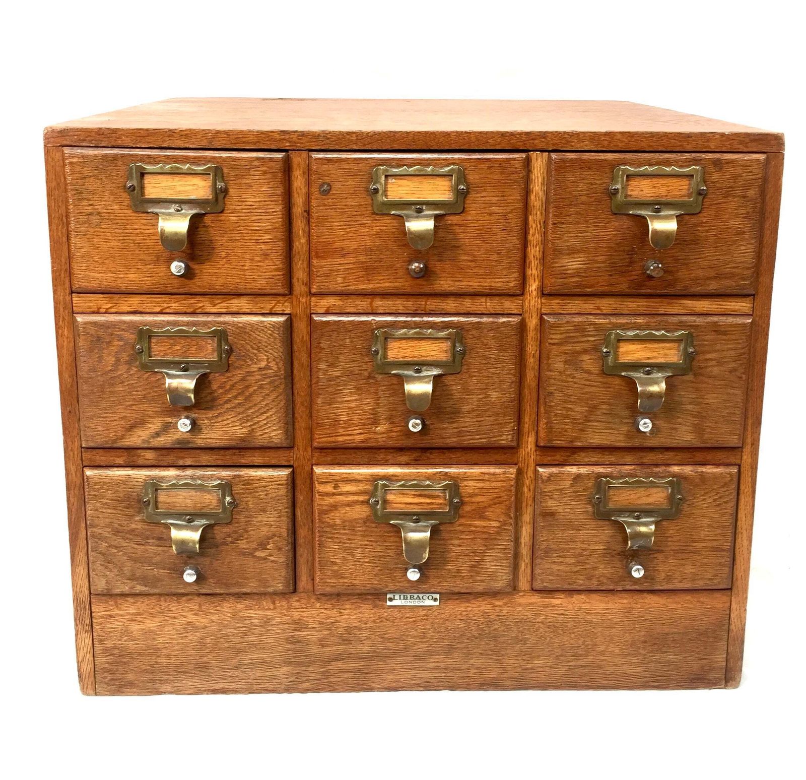 Antique Wooden Libraco Desktop Oak Stationery Index Filing Card Drawers Cabinet photo Furniture