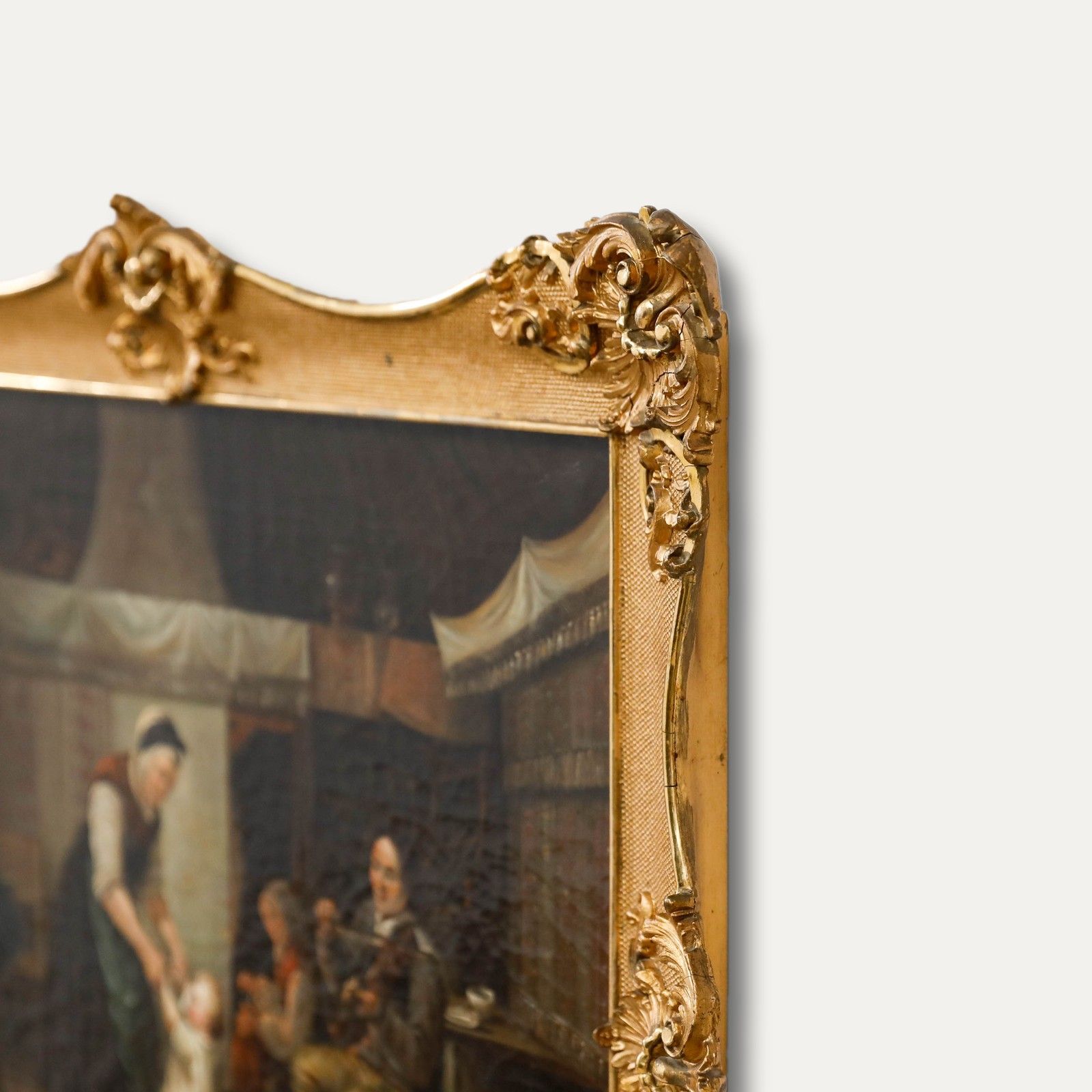 Fine Dutch School 19th Century Oil Baby's First Steps photo vinterior