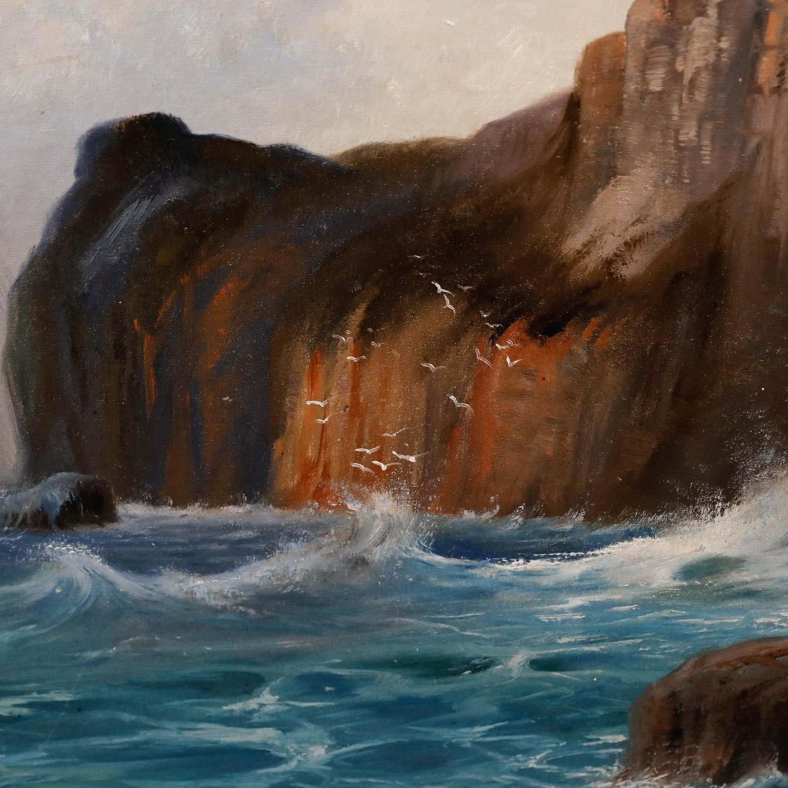 K. A. Bauer Early 20th Century Oil, Stormy Sea photo vinterior