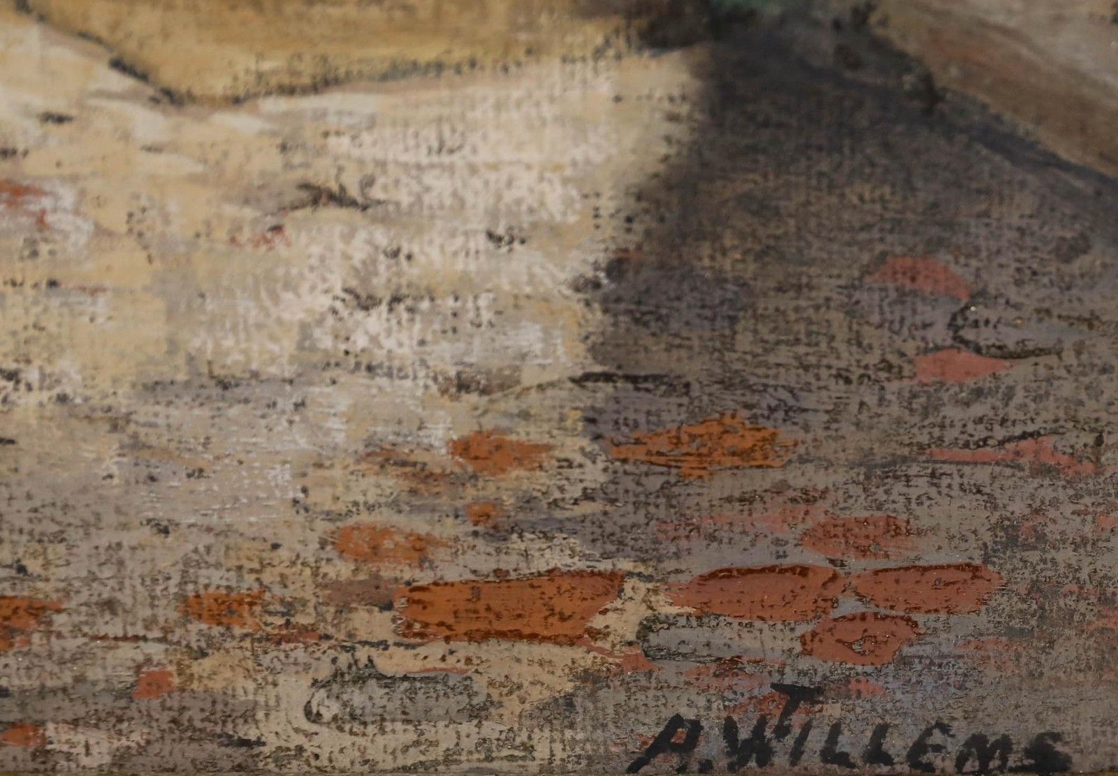 A.Willems Mid 20th Century Oil, The Farm House photo vinterior