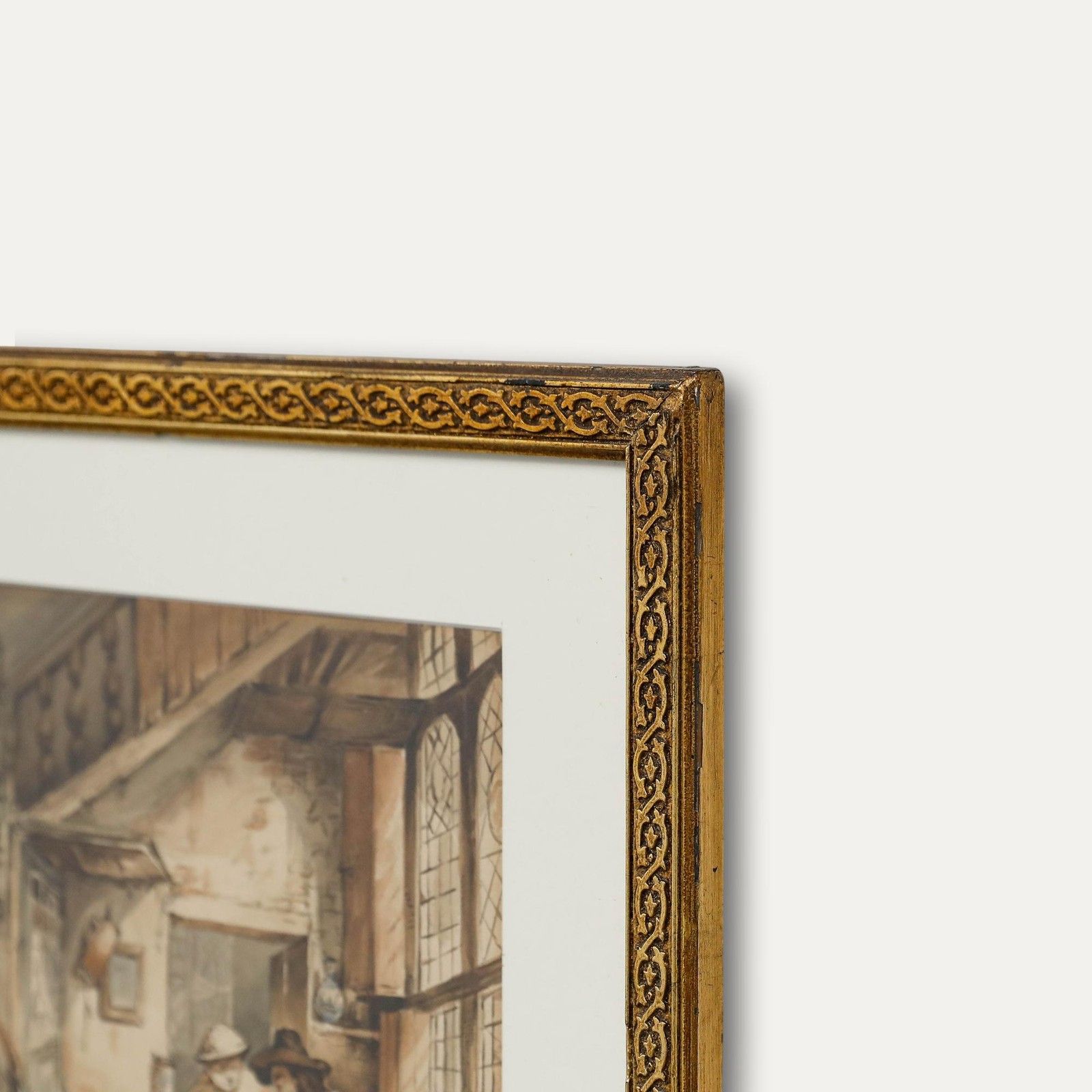 J. Theys Framed 19th Century Watercolour, At The Inn photo vinterior
