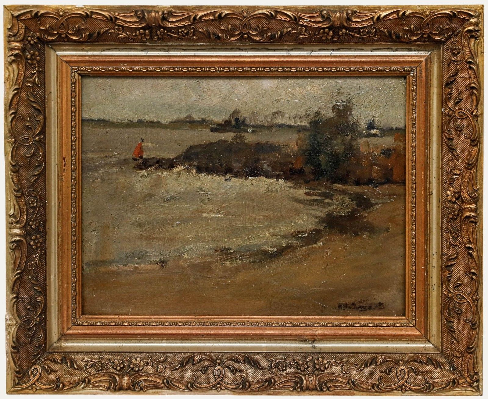 Arie Zwart (1903 1981) Framed 1935 Oil, Along The Waal
