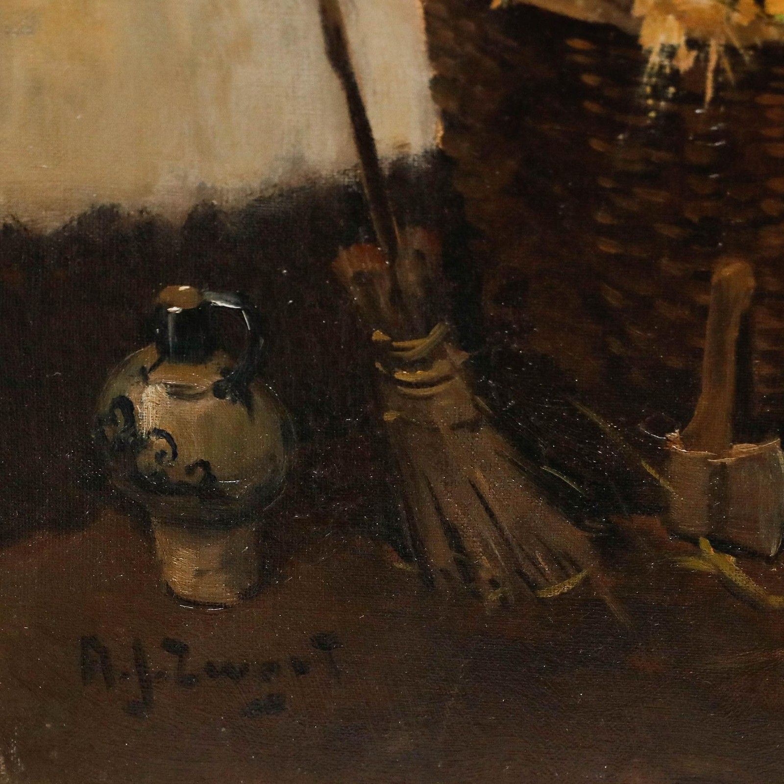 photo for sale Arie Zwart (1903 1981) Framed 20th Century Oil, Farmhouse Interior