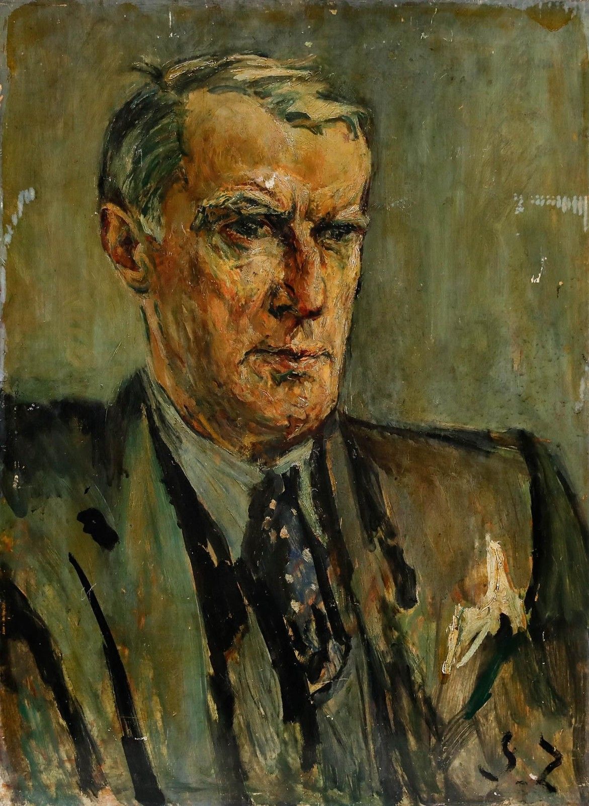 Susi Zimmermann (B.1883) Mid 20th Century Oil, Portrait Of A Gentleman photo furniture
