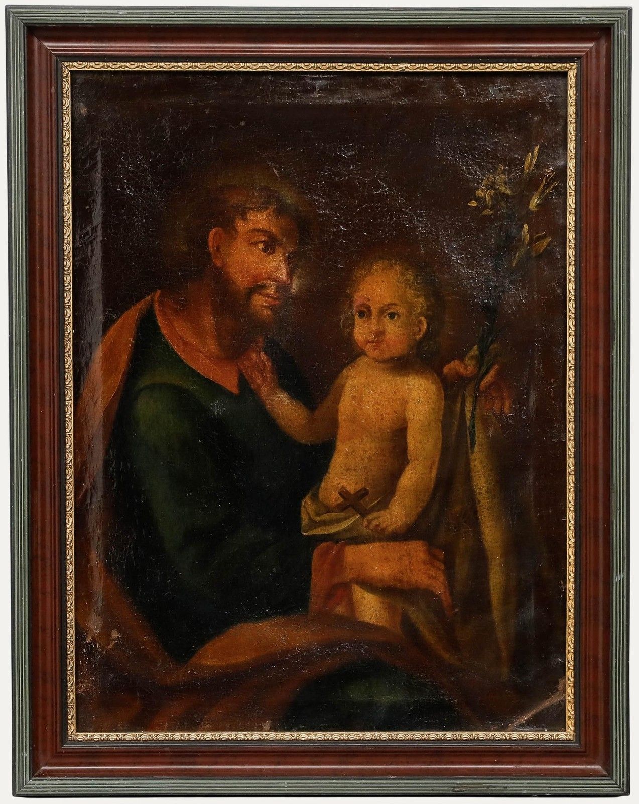 For Restoration 18th Century Oil Jesus And Joseph
