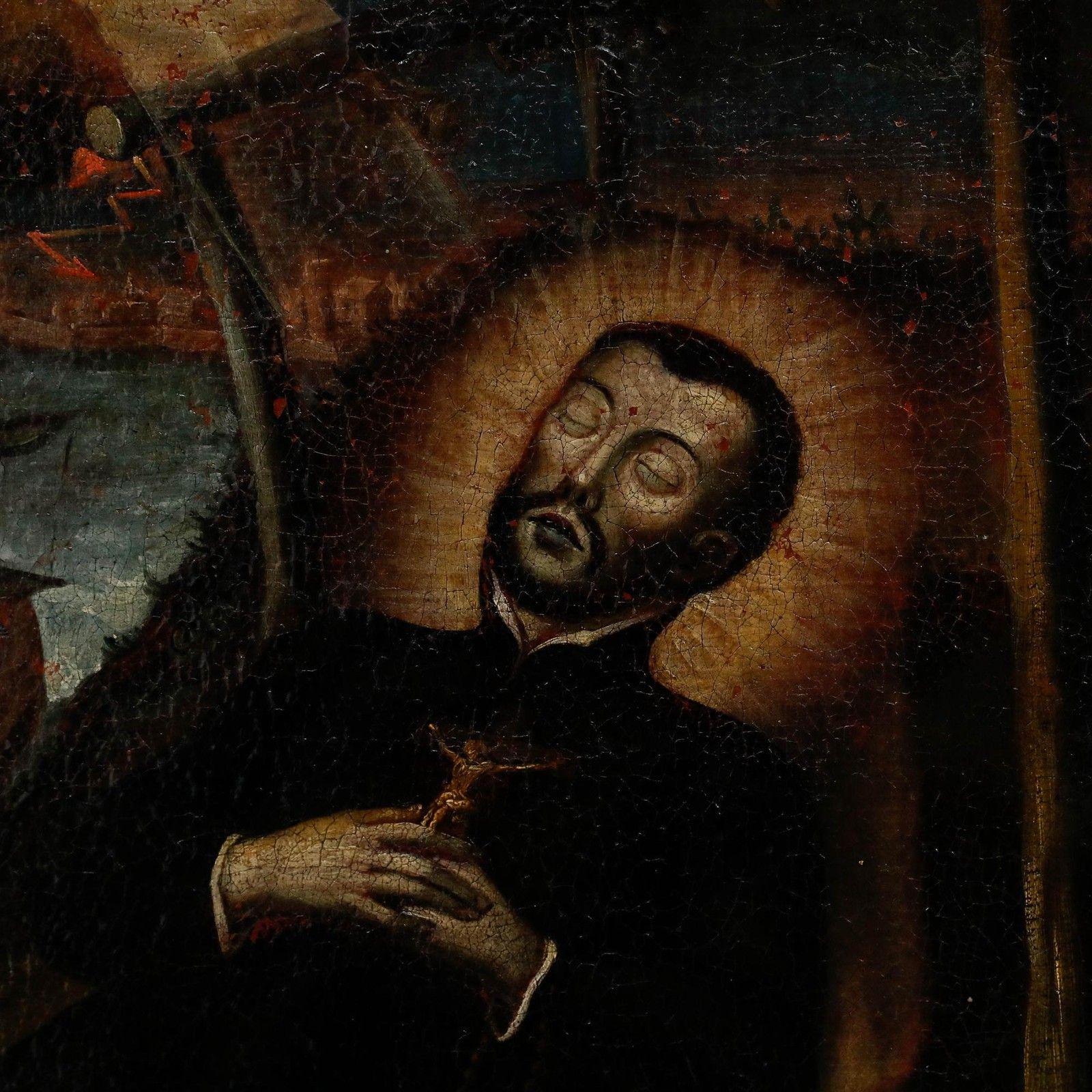 Spanish School 18th Century Oil Saint Aloysius Gonzaga photo vintage