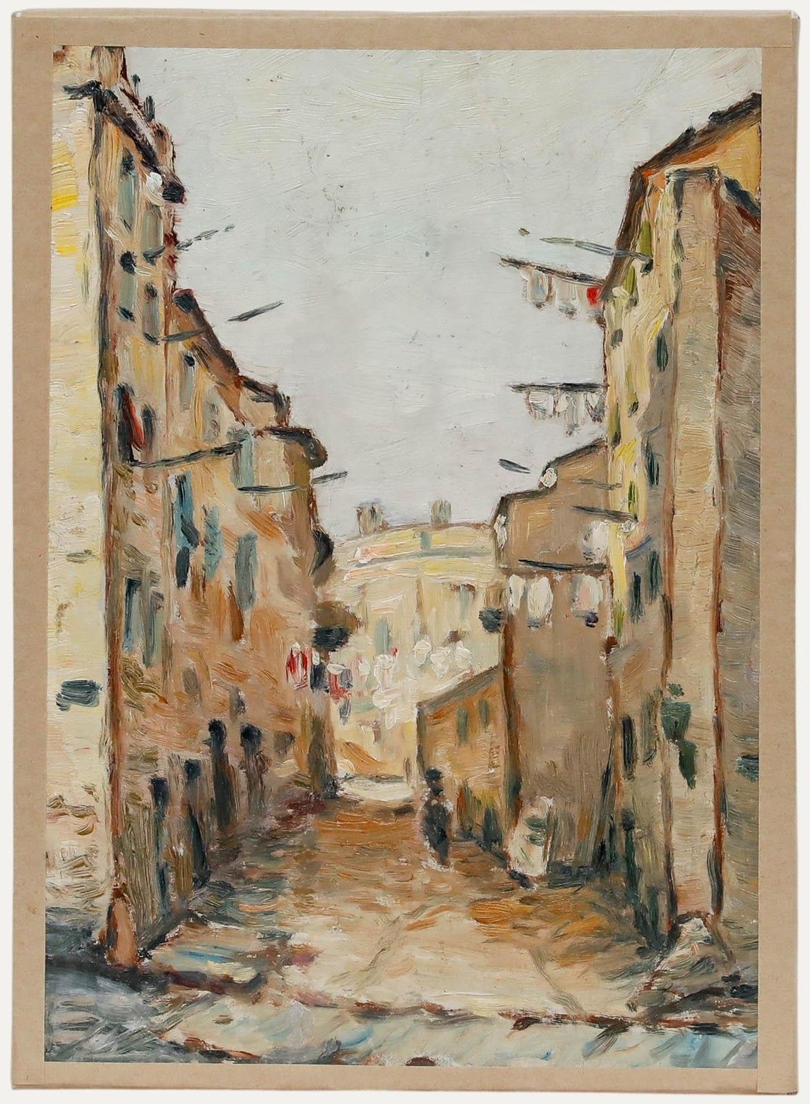 Mid 20th Century Oil Quiet Morning In The Commune