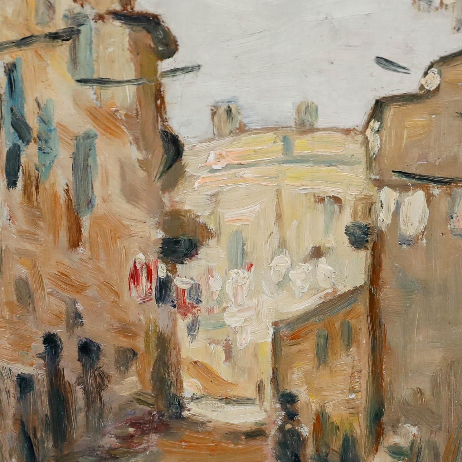 Mid 20th Century Oil Quiet Morning In The Commune photo Art