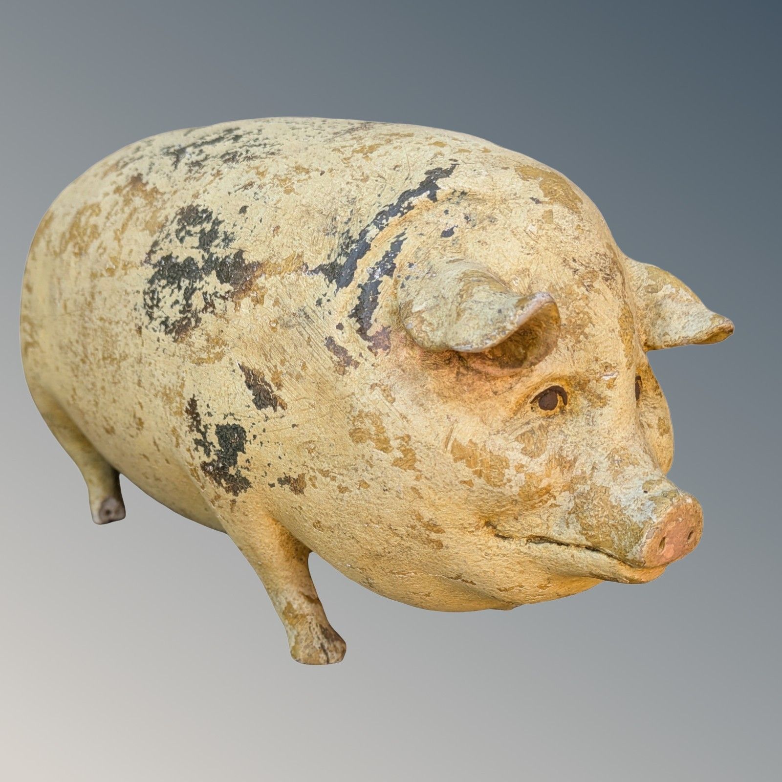 Vintage Folk Art Butcher's Advertising Pig Gloucester Old Spot photo for sale